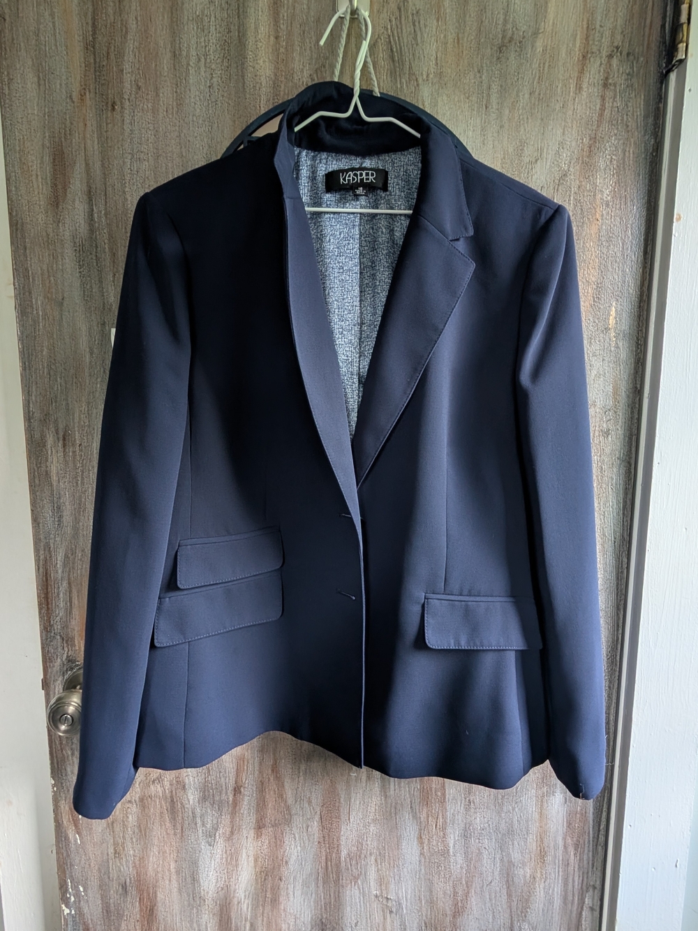 Kasper Navy Single-Button Tailored Blazer
